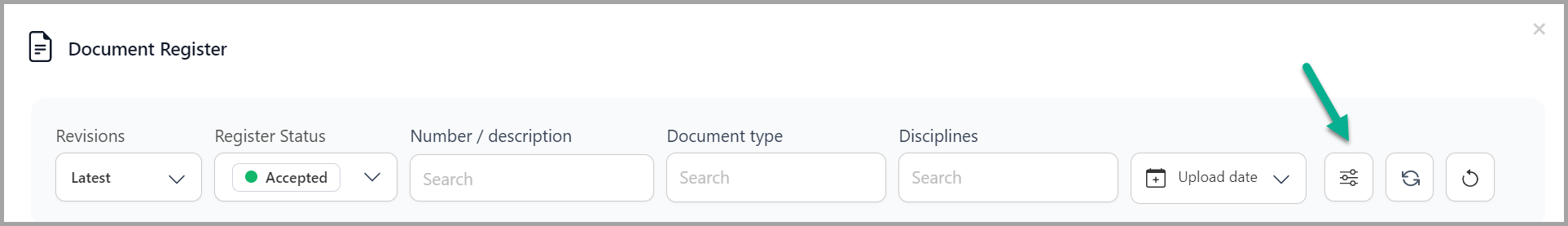 document register filter