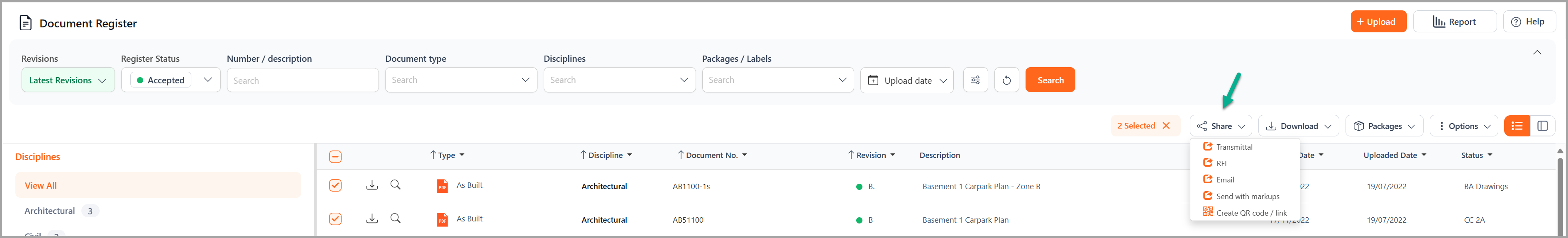 share document register